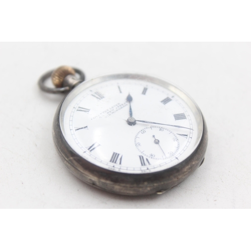 1198 - A .935 silver cased open face hand-wind pocket watch - approx. gross weight 69 grams