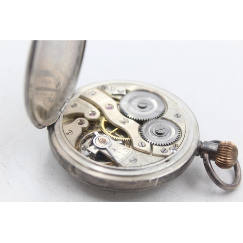 1198 - A .935 silver cased open face hand-wind pocket watch - approx. gross weight 69 grams