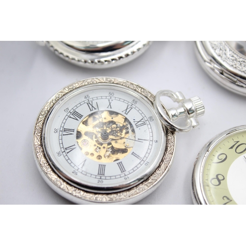 1200 - Five hand-wind pocket watches to include skeleton dial etc.