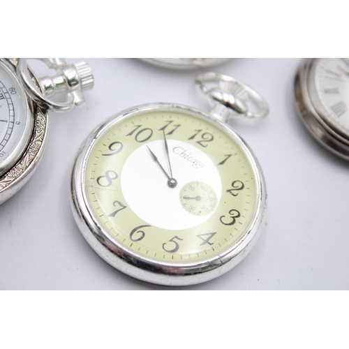 1200 - Five hand-wind pocket watches to include skeleton dial etc.