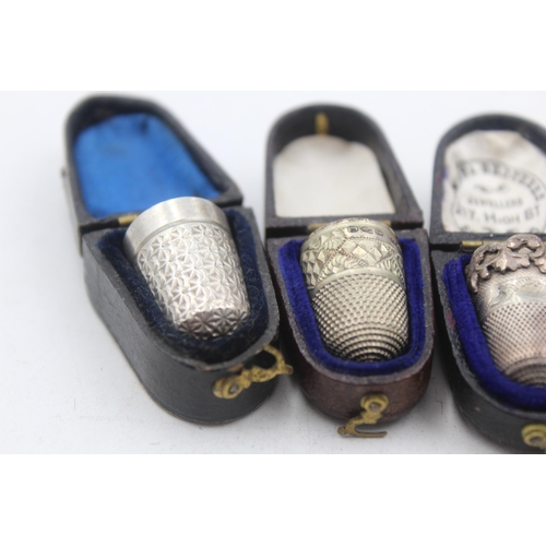 1214 - Seven hallmarked sterling silver thimbles to include Charles Horner etc. - approx. gross weight 35 g... 