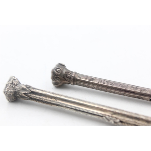 1221 - Two silver propelling pencils, one .830 and one .850 - approx. gross weight 37 grams