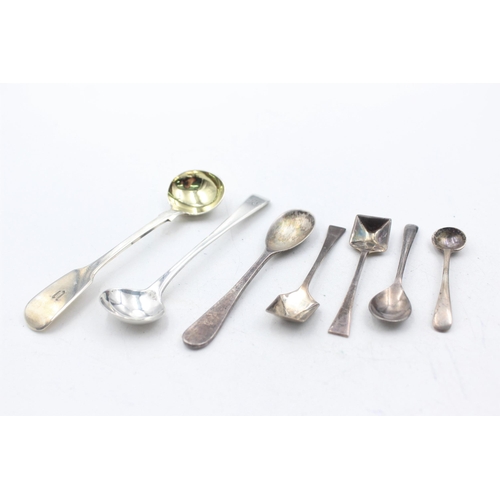 1223 - Seven hallmarked sterling silver condiment spoons to include Georgian example etc. - approx. gross w... 