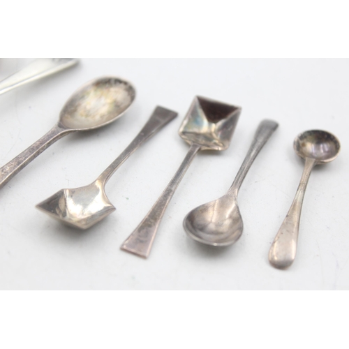 1223 - Seven hallmarked sterling silver condiment spoons to include Georgian example etc. - approx. gross w... 