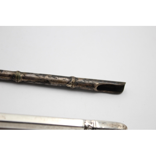 1227 - Two silver calligraphy dip pens, one .850 and one .930 - approx. gross weight 23 grams