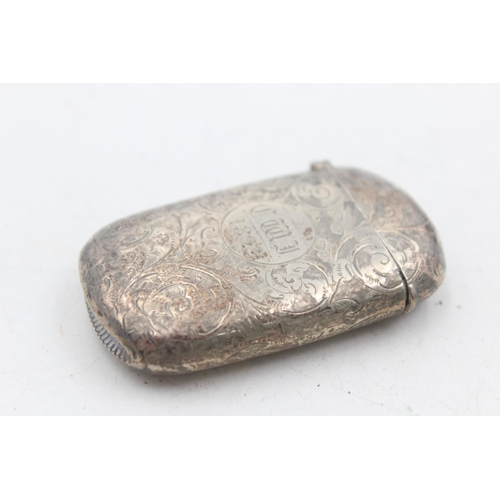 1232 - A Victorian hallmarked Birmingham silver vesta case with rolled gold engraving, dated 1891 - approx.... 