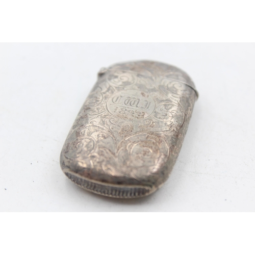 1232 - A Victorian hallmarked Birmingham silver vesta case with rolled gold engraving, dated 1891 - approx.... 