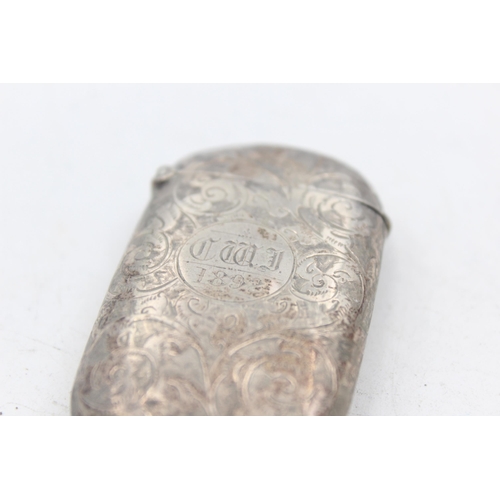 1232 - A Victorian hallmarked Birmingham silver vesta case with rolled gold engraving, dated 1891 - approx.... 