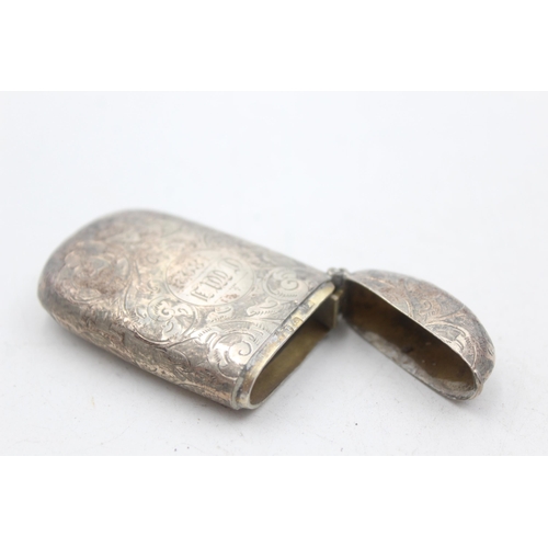 1232 - A Victorian hallmarked Birmingham silver vesta case with rolled gold engraving, dated 1891 - approx.... 