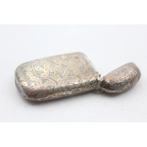 1232 - A Victorian hallmarked Birmingham silver vesta case with rolled gold engraving, dated 1891 - approx.... 