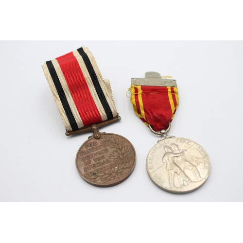 1273 - Two Long Service medals, one Elizabeth II For Exemplary Fire Service presented to Fireman Edward F. ... 