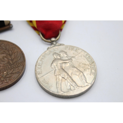 1273 - Two Long Service medals, one Elizabeth II For Exemplary Fire Service presented to Fireman Edward F. ... 