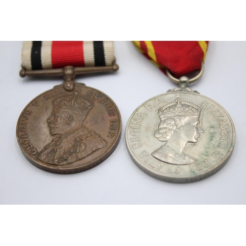 1273 - Two Long Service medals, one Elizabeth II For Exemplary Fire Service presented to Fireman Edward F. ... 