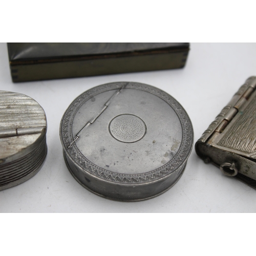 1285 - Four 1920s snuff boxes to include book, cylindrical etc.