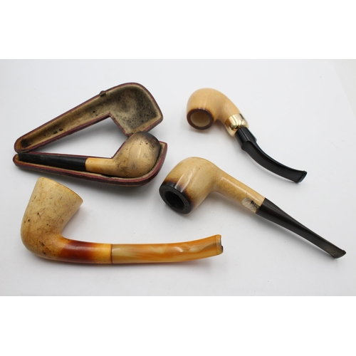 1288 - Four carved meerschaum Estate smoking pipes