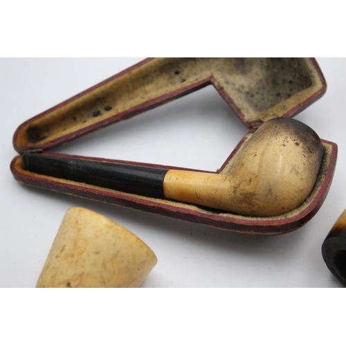 1288 - Four carved meerschaum Estate smoking pipes