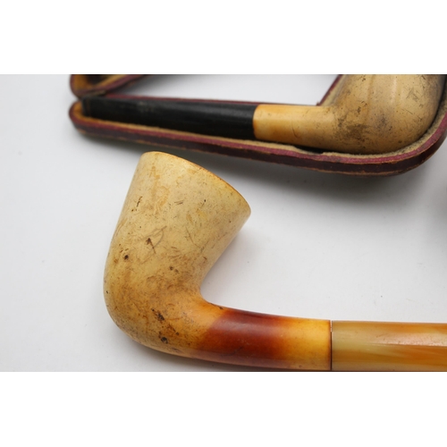 1288 - Four carved meerschaum Estate smoking pipes