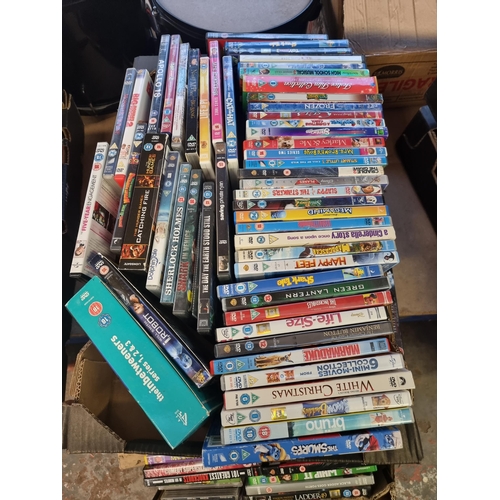 526 - Two boxes containing a collection of DVDs - see images for titles