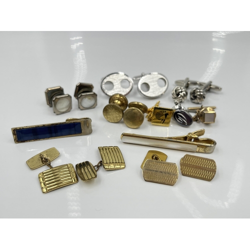 1103 - A collection of cufflinks to include H.G & S 12ct gold front and back etc.