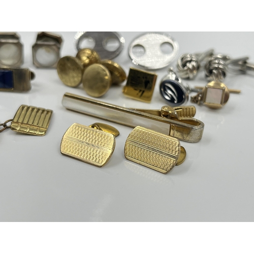 1103 - A collection of cufflinks to include H.G & S 12ct gold front and back etc.