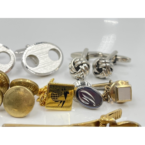 1103 - A collection of cufflinks to include H.G & S 12ct gold front and back etc.