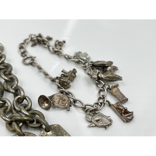 1117 - Three bracelets, two .925 silver and one white metal with stamped .925 charm - approx. gross silver ... 