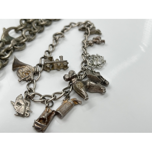 1117 - Three bracelets, two .925 silver and one white metal with stamped .925 charm - approx. gross silver ... 