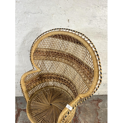 100 - A mid 20th century wicker peacock chair - approx. 108cm high x 68cm wide