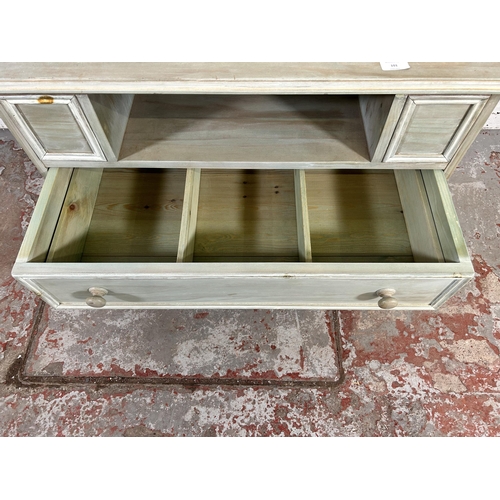 101 - A modern painted pine TV stand with two lower drawers - approx. 58cm high x 81cm wide x 46cm deep