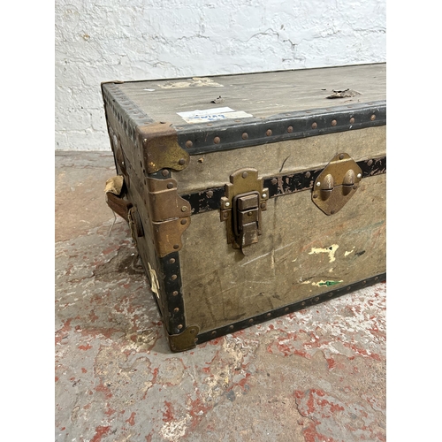 107 - An early 20th century Overpond travel trunk - approx. 36cm high x 91cm wide x 51cm deep