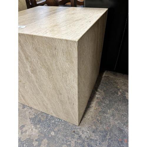 120 - A late 20th century tessellated stone side table - approx. 50cm high x 50cm wide x 50cm deep