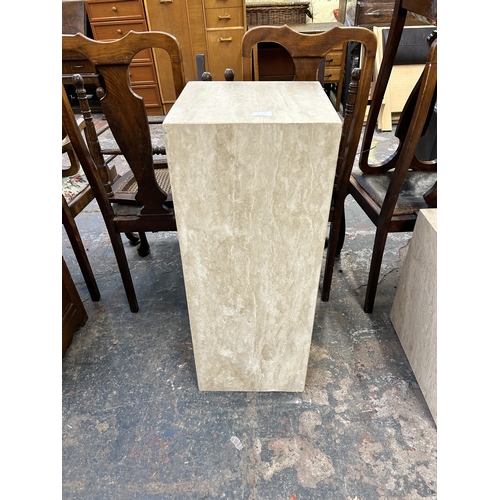 122 - A late 20th century tessellated stone jardinière stand - approx. 90cm high x 35cm wide x 35cm deep