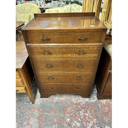 142 - An Art Deco style oak chest of five drawers retailed by Arighi Bianchi & Co Limited Macclesfield - a... 