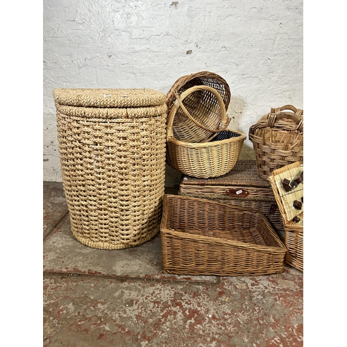 149 - Seven various wicker baskets