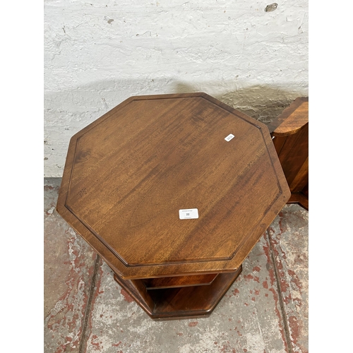 22 - A mahogany octagonal bookcase design single door cabinet - approx. 64cm high x 49cm wide x 49cm deep