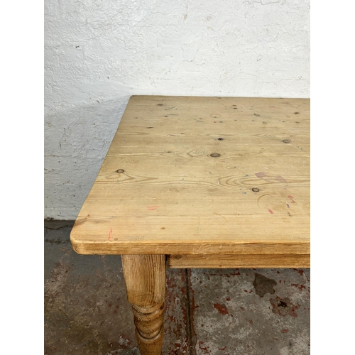 30 - A Victorian style pine rectangular farmhouse dining table - approx. 77cm high x 89cm wide x 179cm lo... 