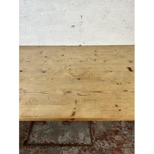 30 - A Victorian style pine rectangular farmhouse dining table - approx. 77cm high x 89cm wide x 179cm lo... 