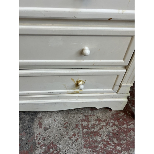 35 - A modern white painted chest of four drawers - approx. 101cm high x 80cm wide x 34cm deep