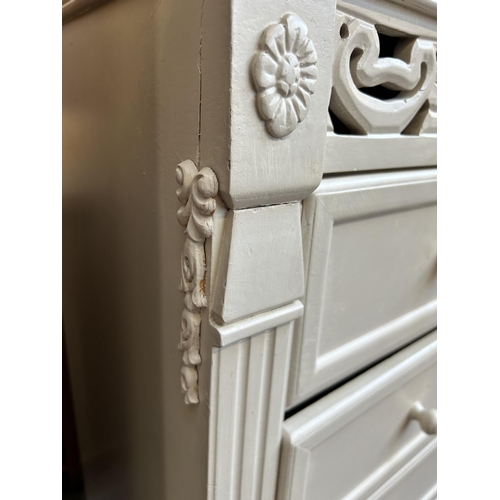 35 - A modern white painted chest of four drawers - approx. 101cm high x 80cm wide x 34cm deep