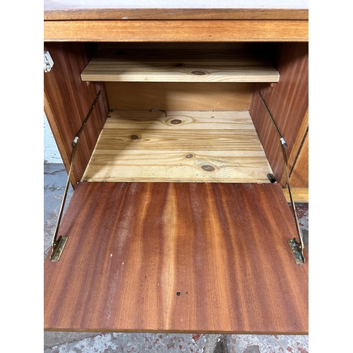 77 - A teak sideboard with three drawers and three cupboard doors - approx. 75cm high x 198cm wide x 45.5... 