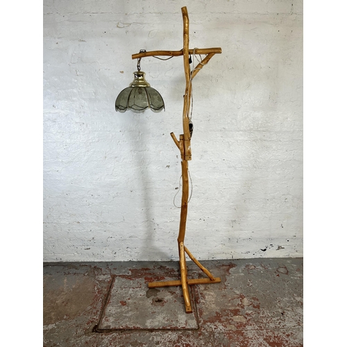 83 - A hand made tree branch standard lamp  - approx. 215cm high