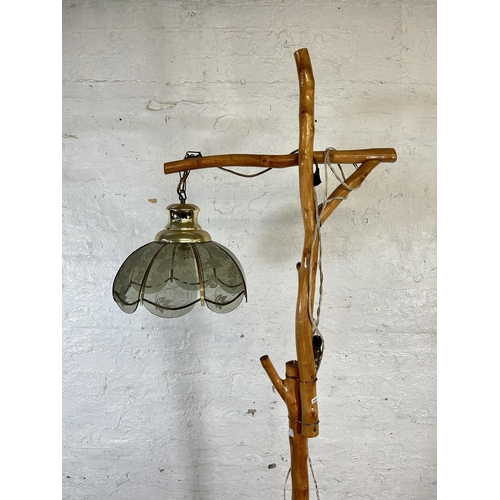 83 - A hand made tree branch standard lamp  - approx. 215cm high