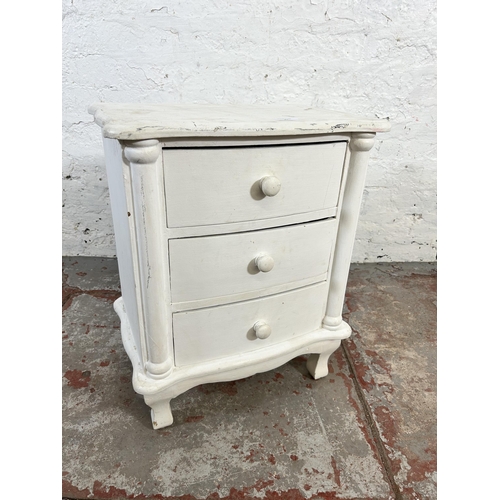 87 - A modern white painted chest of three drawers - approx. 54cm high x 43cm wide x 30cm deep