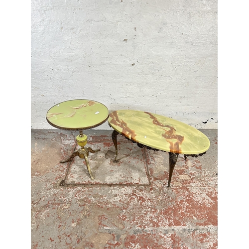 98 - Two onyx effect and gilt metal occasional tables