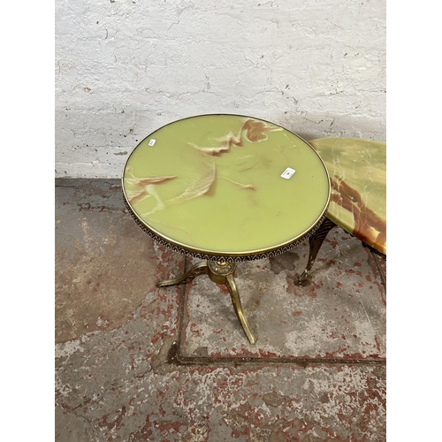 98 - Two onyx effect and gilt metal occasional tables