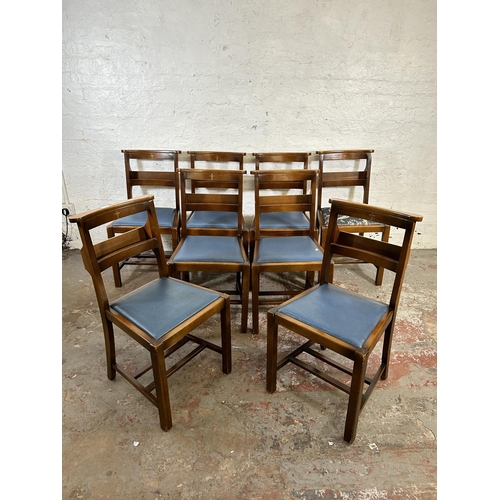 99 - Eight mid 20th century beech chapel chairs