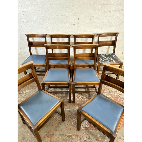 99 - Eight mid 20th century beech chapel chairs