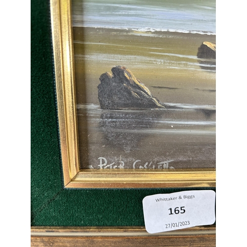 165 - A 1980s gilt framed Peter Cosslett oil painting titled 'Evening Light' - approx. 43cm high x 53cm wi... 