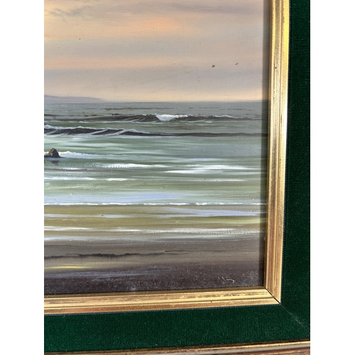 165 - A 1980s gilt framed Peter Cosslett oil painting titled 'Evening Light' - approx. 43cm high x 53cm wi... 