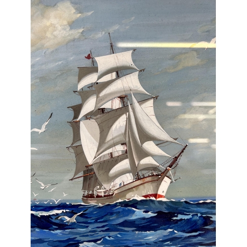 168 - A framed Horace Walton oil on board of a sailing ship - approx. 31cm high x 28.5cm wide